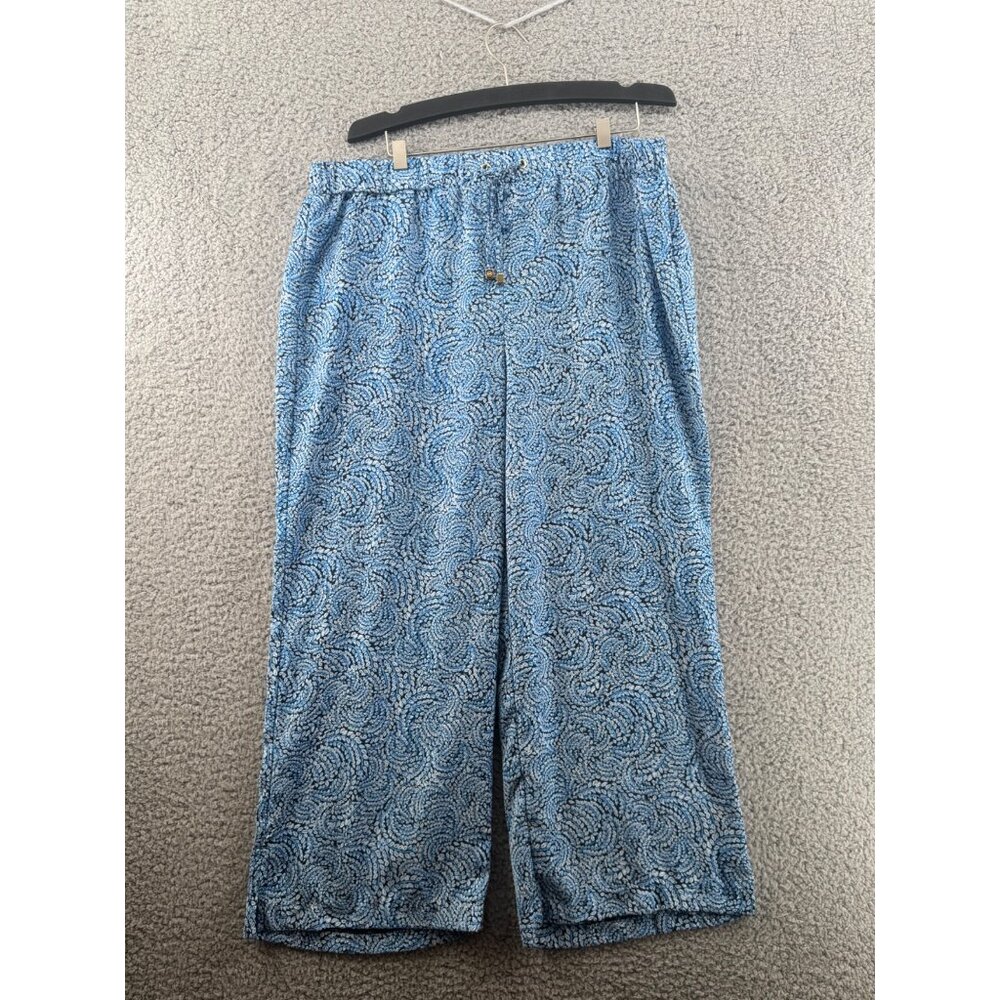 Michael Michael Kors Paisley Print Wide Leg Pull On Crop Pants Blue Size Large